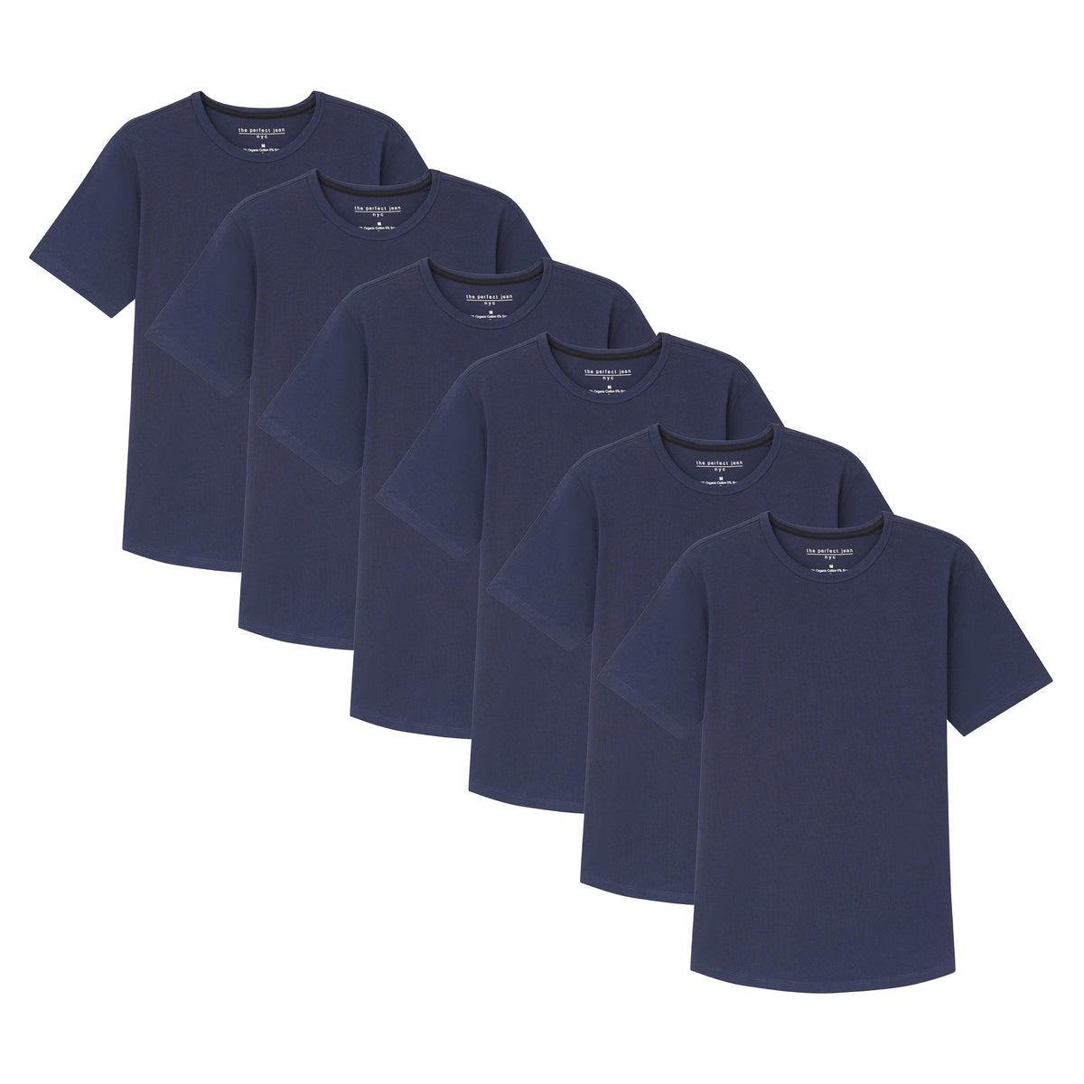 Organic Crew Neck T-Shirt 6 Pack (Slim Fit) / Navy