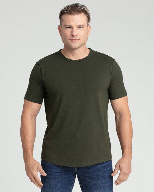 Organic Crew Neck T-Shirt 3 Pack (Slim Fit) / Olive