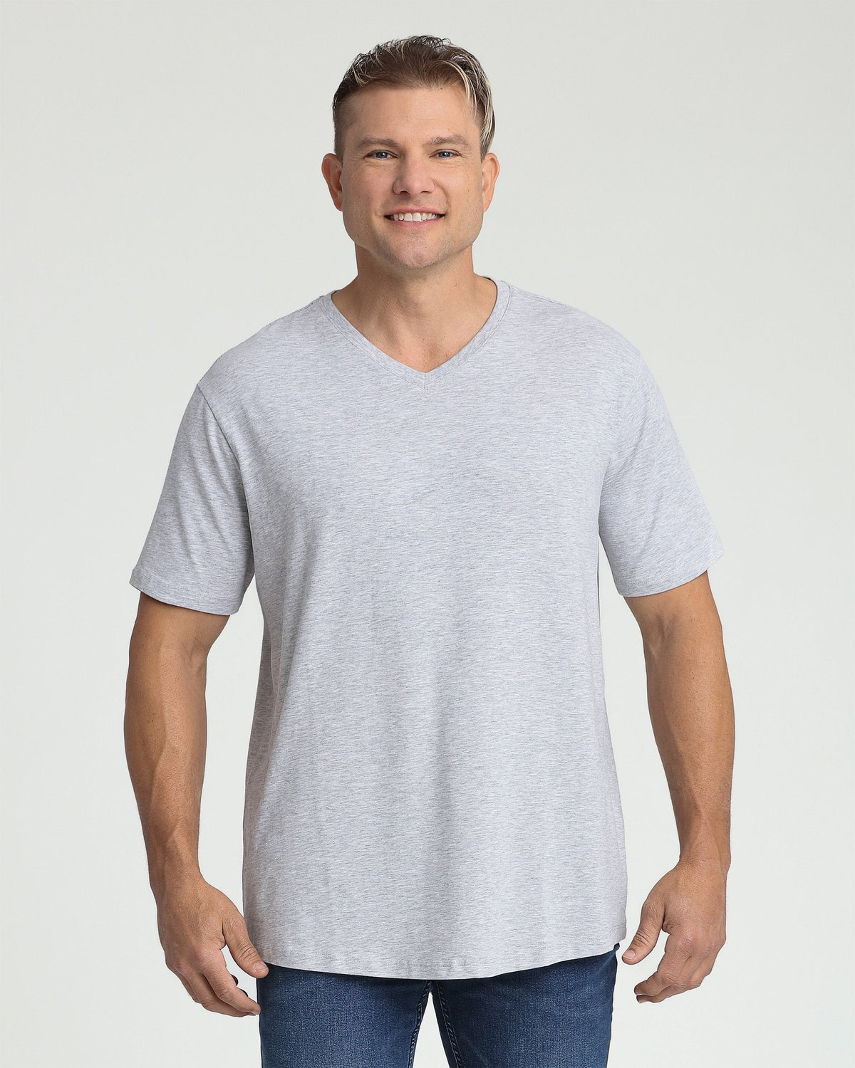 Organic V-Neck T-Shirt (Slim Fit) / Heather Grey