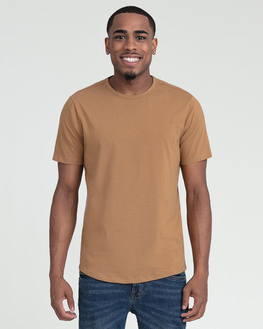 Organic Crew Neck T-Shirt 3 Pack (Slim Fit) / Tobacco