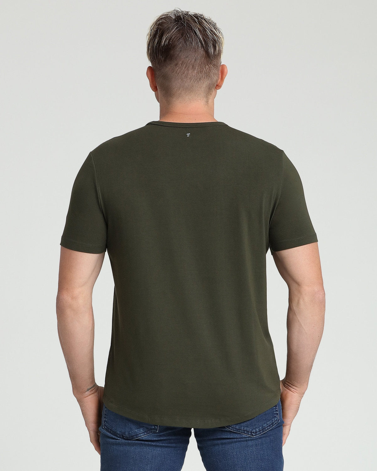 Organic Crew Neck T-Shirt 3 Pack (Slim Fit) / Olive