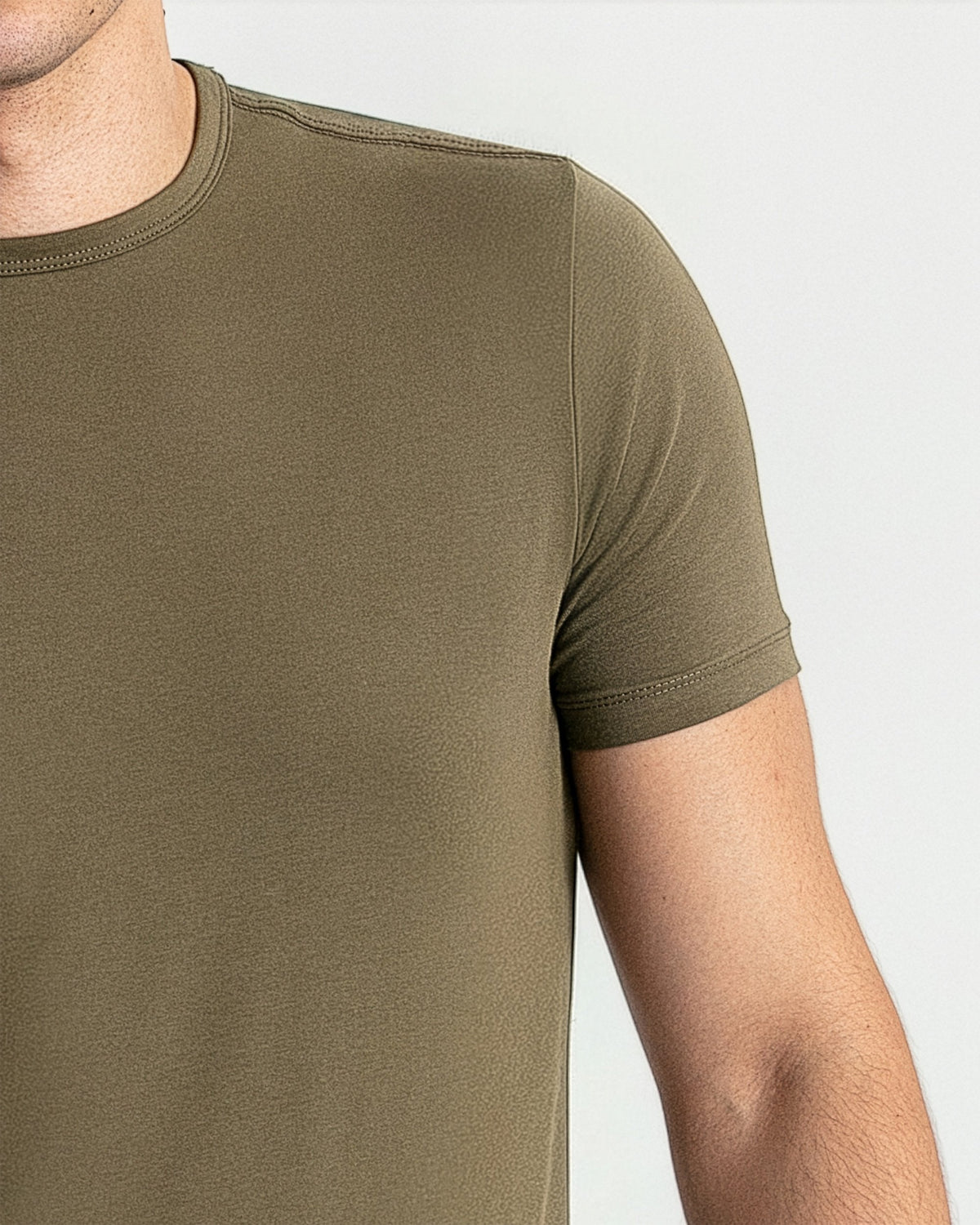 Organic Crew Neck T-Shirt 3 Pack (Slim Fit) / Military Olive