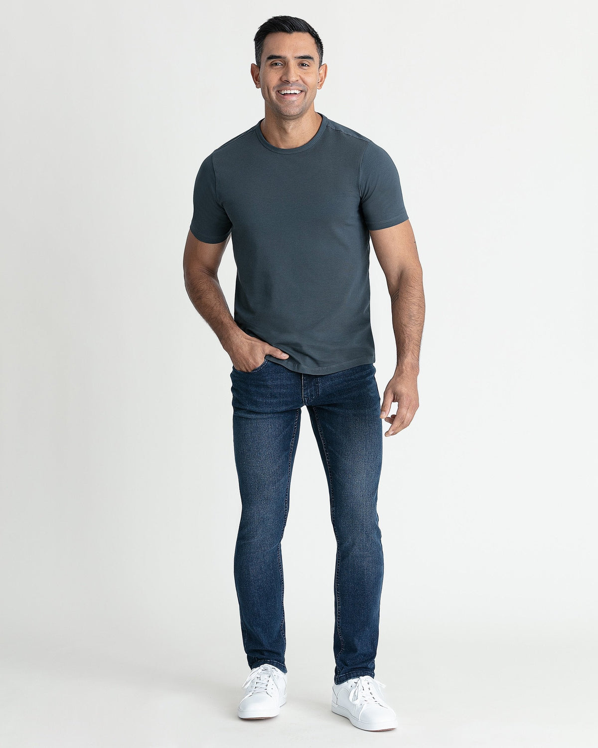 Organic Crew Neck T-Shirt 3 Pack (Slim Fit) / Slate