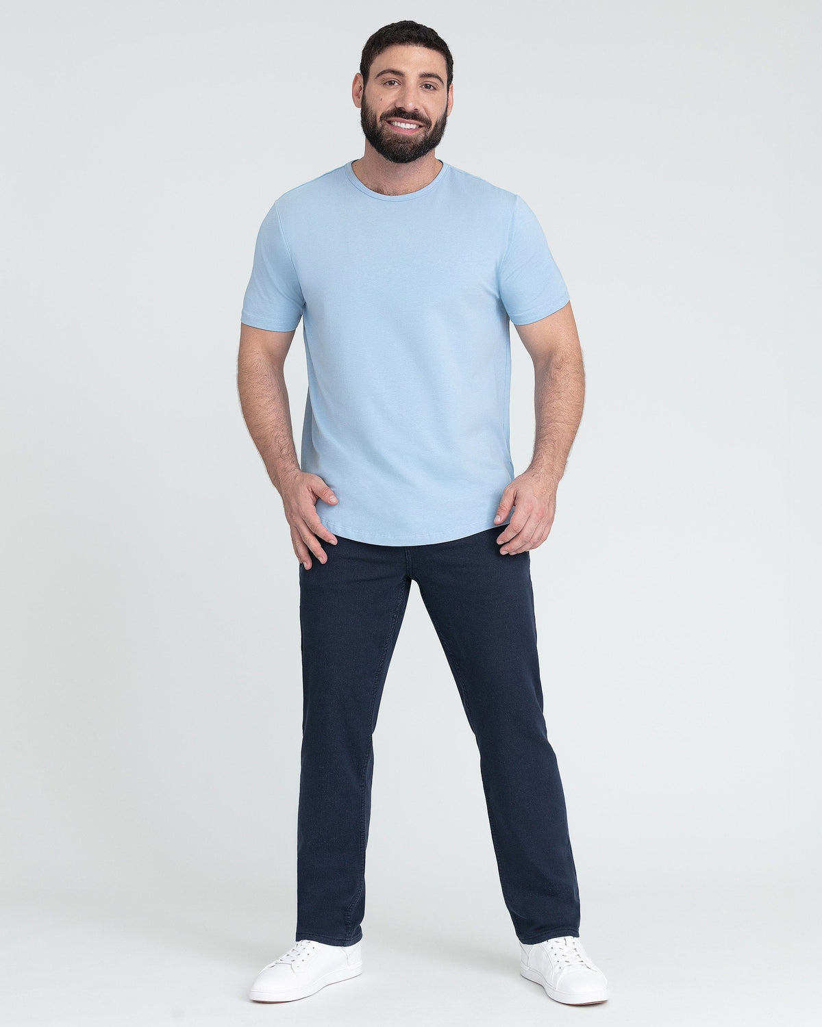 Organic Crew Neck T-Shirt 3 Pack (Slim Fit) / Light Blue