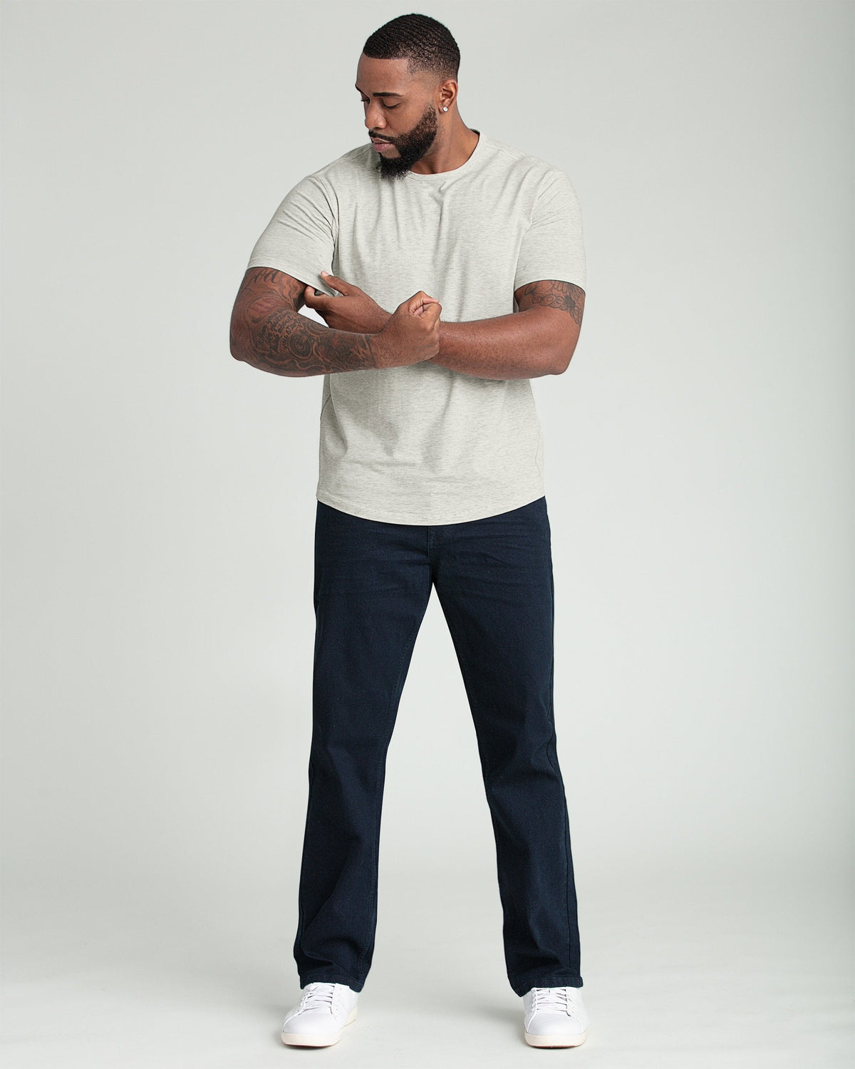 Organic Crew Neck T-Shirt 3 Pack (Slim Fit) / Oatmeal Heather