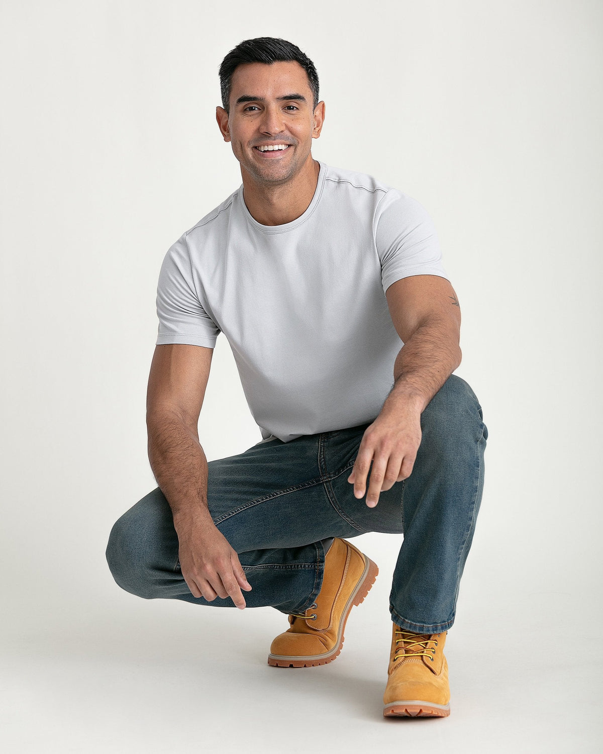 Organic Crew Neck T-Shirt 3 Pack (Slim Fit) / Light Grey