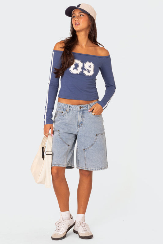 90'S Off Shoulder Long Sleeve T Shirt
