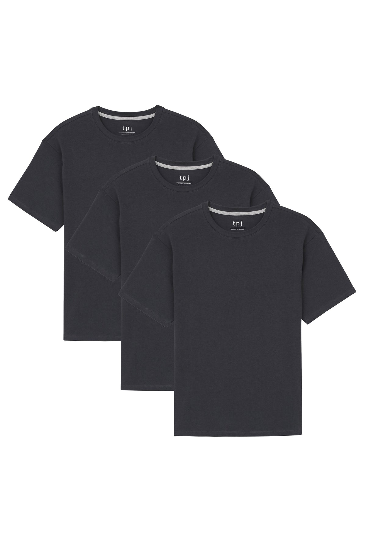 Organic Crew Neck T-Shirt 3 Pack (Relaxed Fit) / Black
