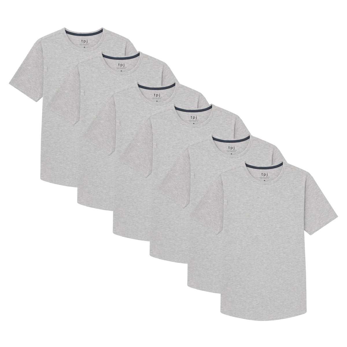 Organic Crew Neck T-Shirt 6 Pack (Slim Fit) / Heather Grey