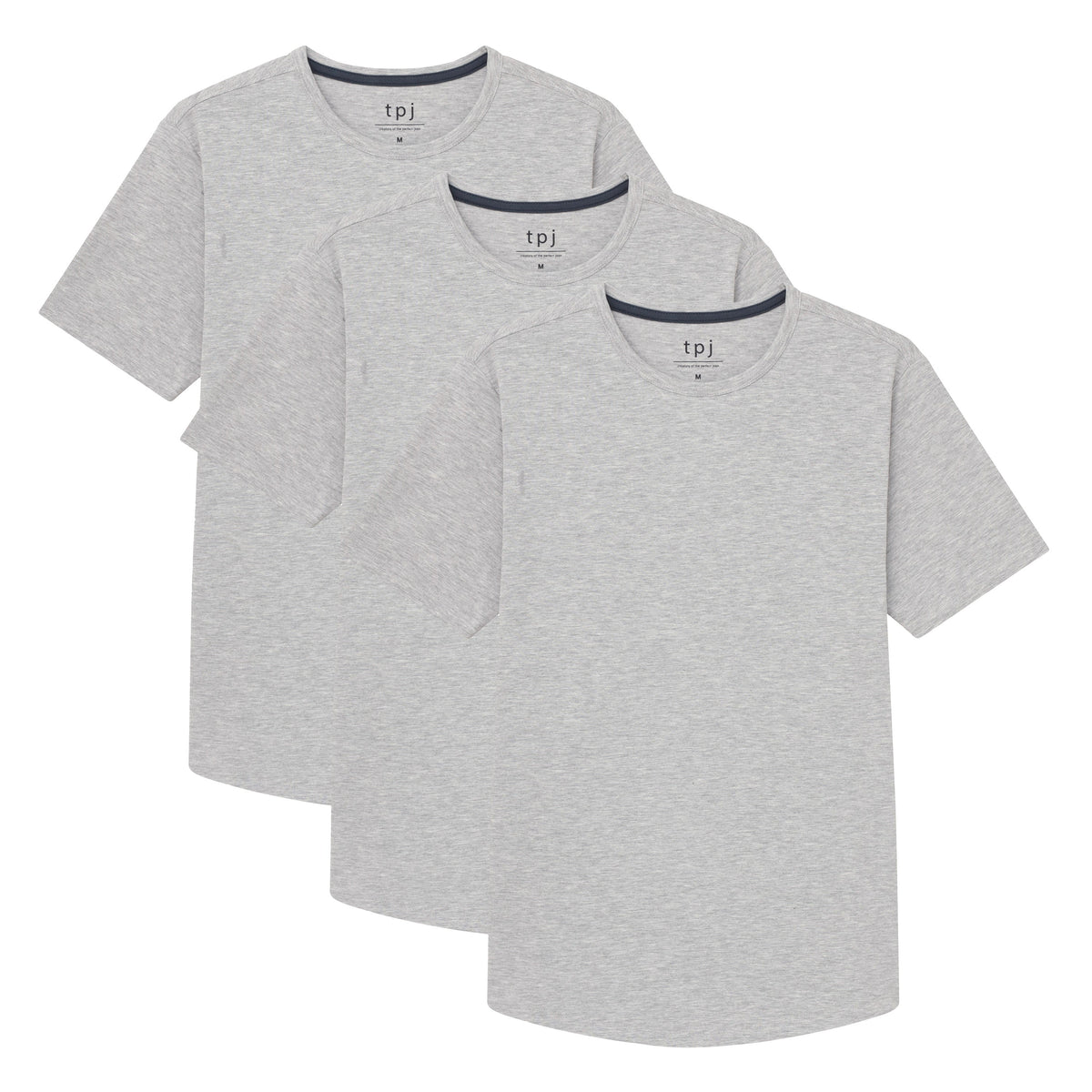 Organic Crew Neck T-Shirt 3 Pack (Slim Fit) / Heather Grey