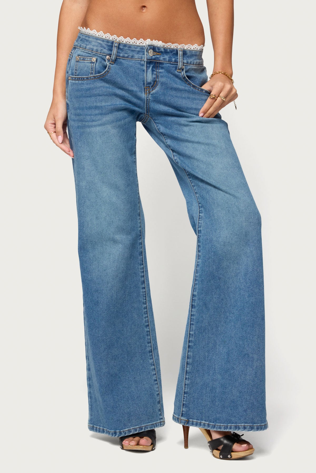 Girla Low Rise Wide Leg Jeans
