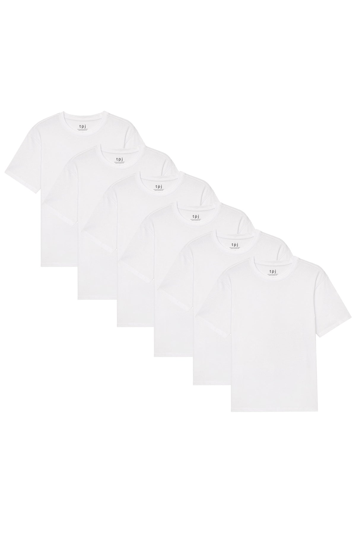 Organic Crew Neck T-Shirt 6 Pack (Relaxed Fit) / White