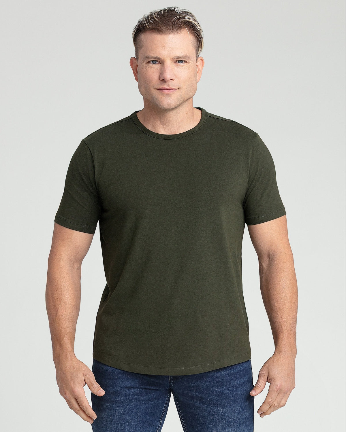 Organic Crew Neck T-Shirt 3 Pack (Relaxed Fit) / Olive