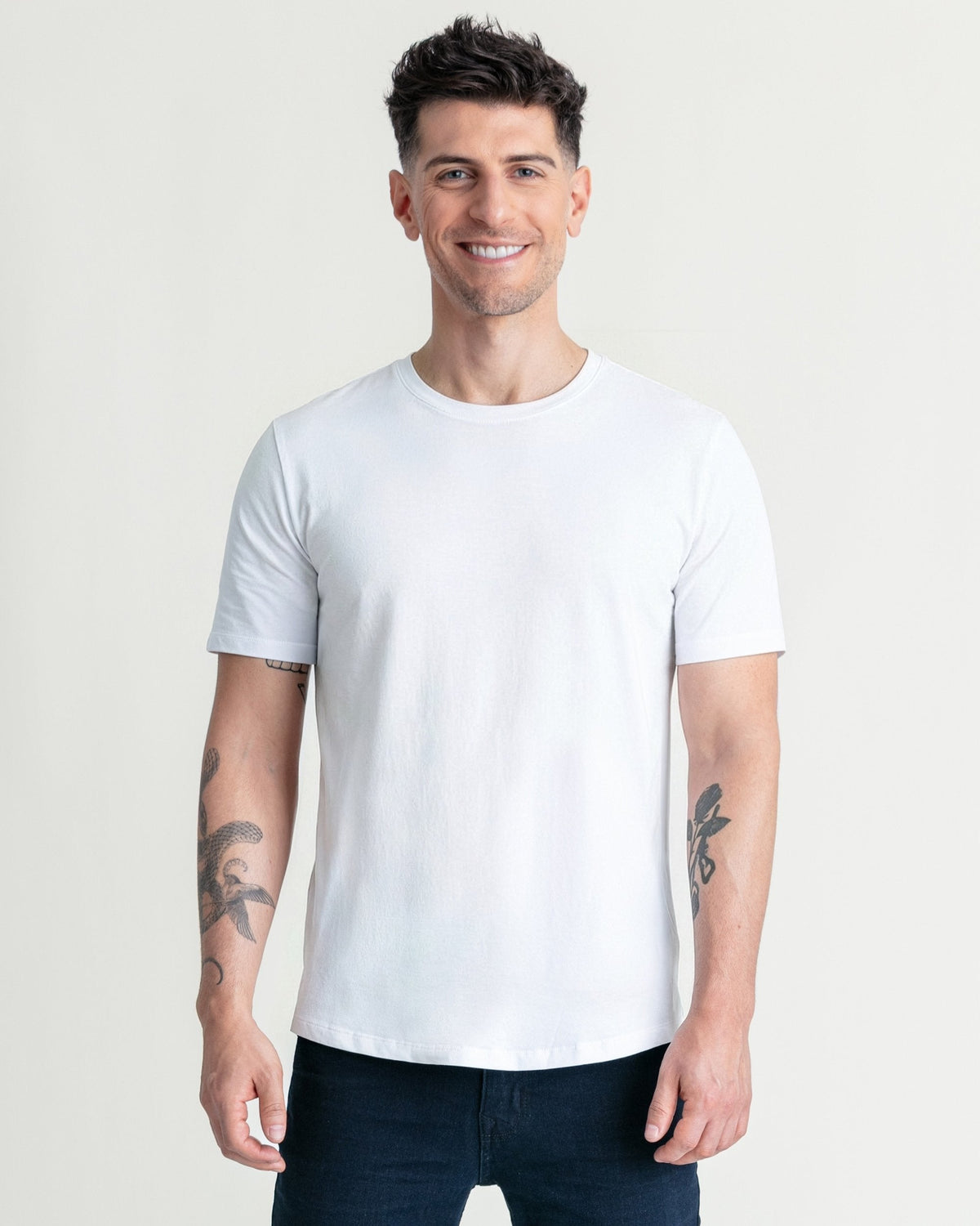 Organic Crew Neck T-Shirt 3 Pack (Slim Fit) / White