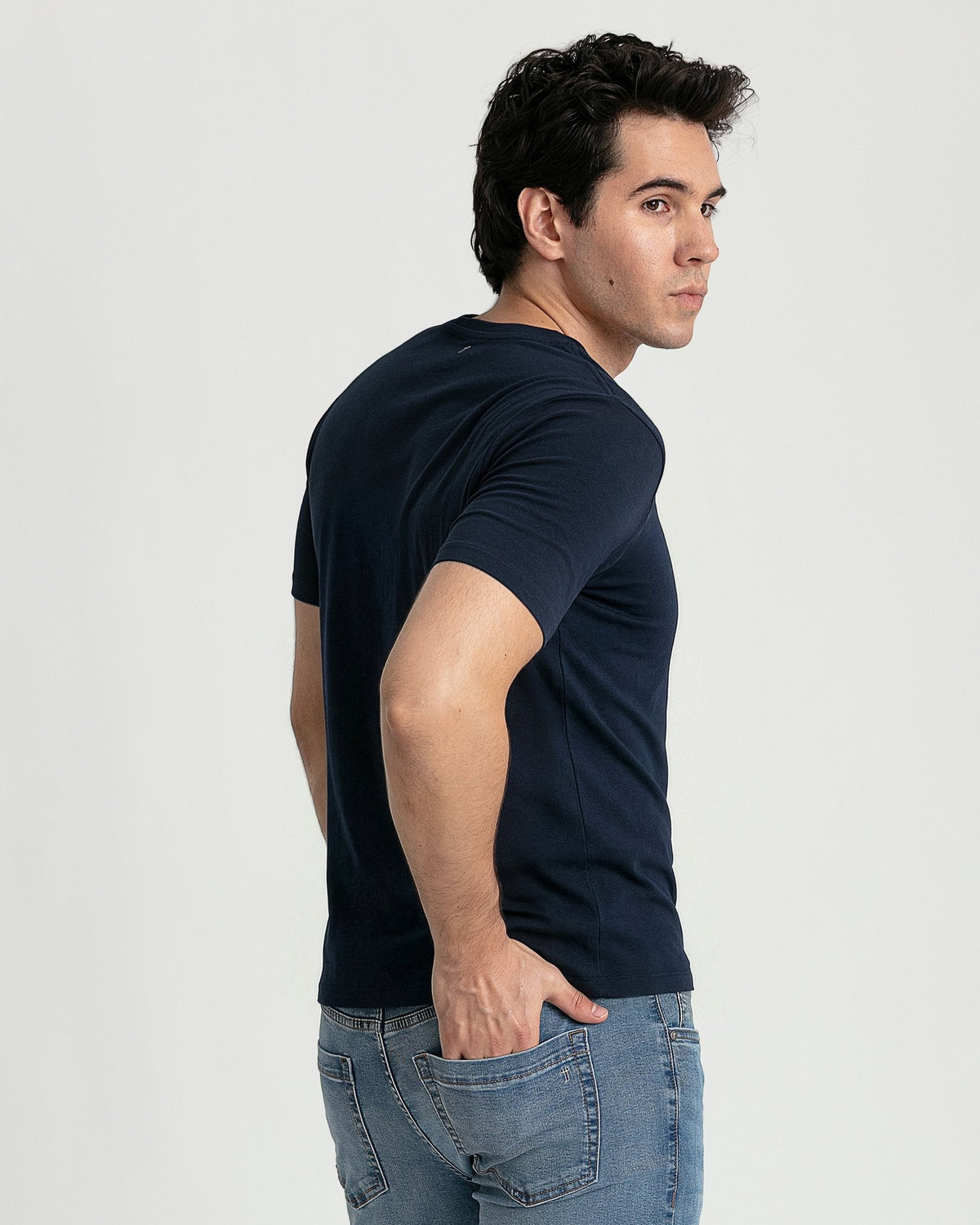 Organic V-Neck T-Shirt (Slim Fit) / Navy