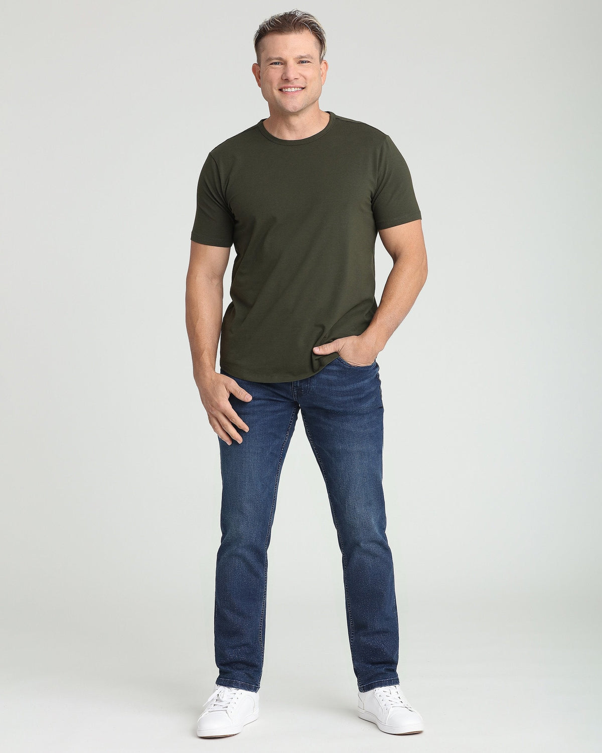 Organic Crew Neck T-Shirt 6 Pack (Slim Fit) / Olive