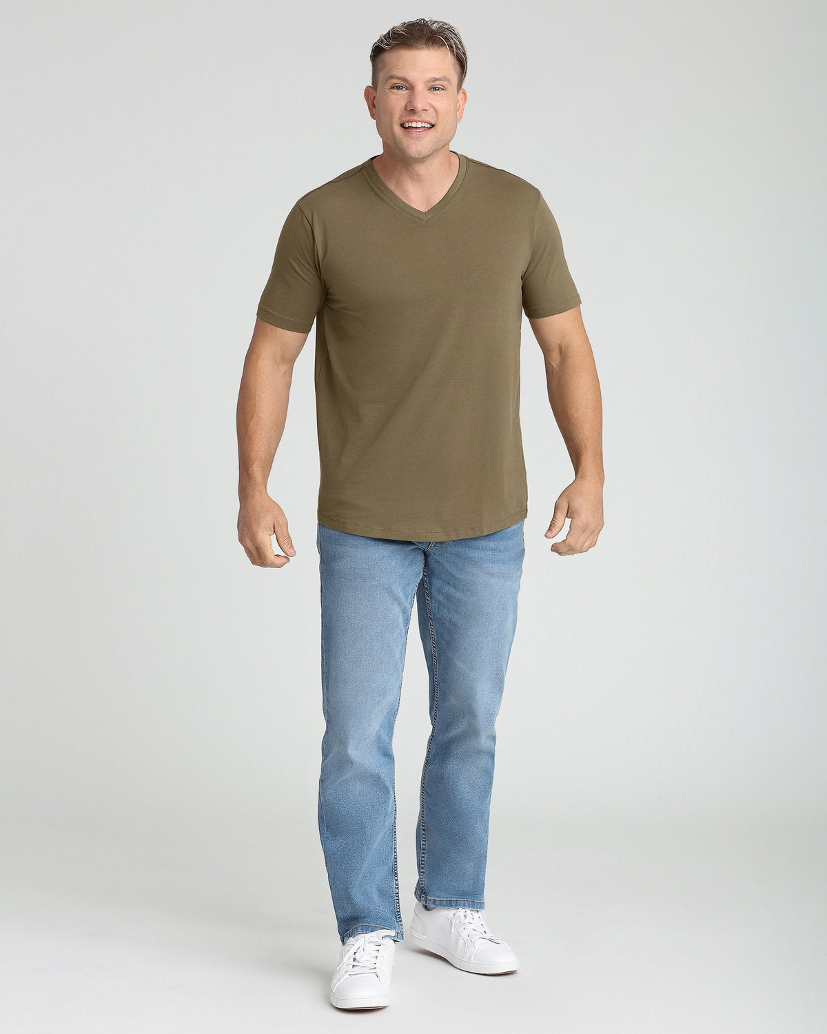 Organic V-Neck T-Shirt (Slim Fit) / Military Olive