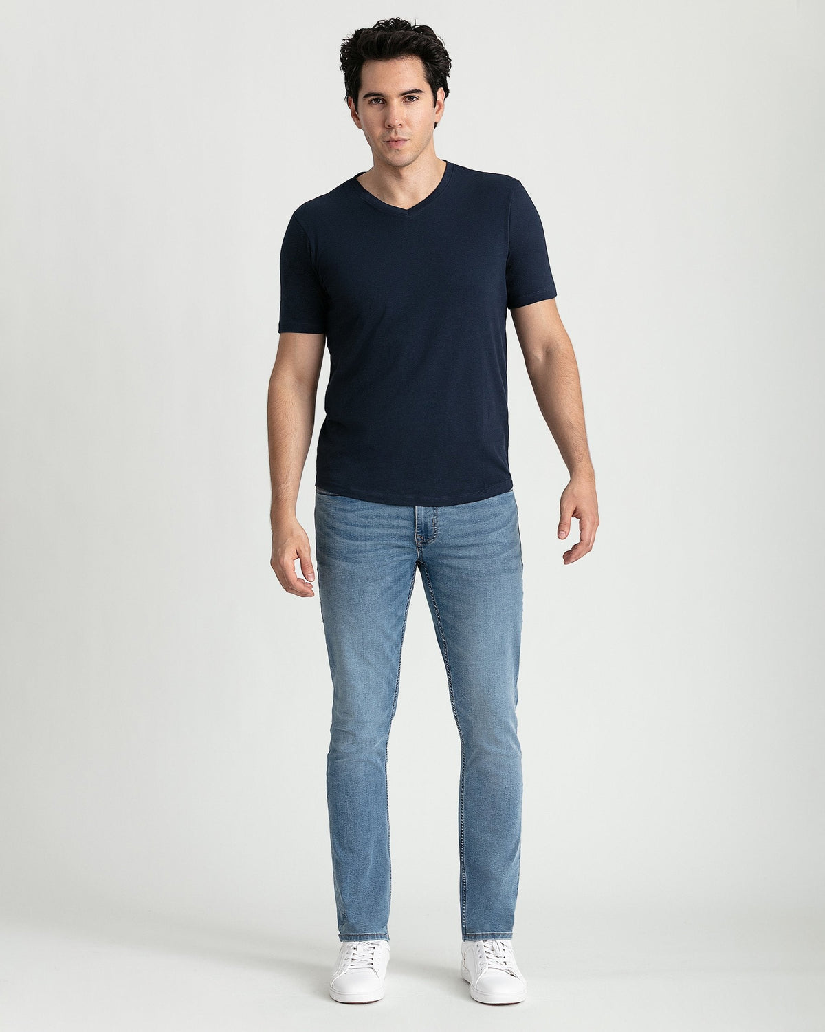 Organic V-Neck T-Shirt (Slim Fit) / Navy