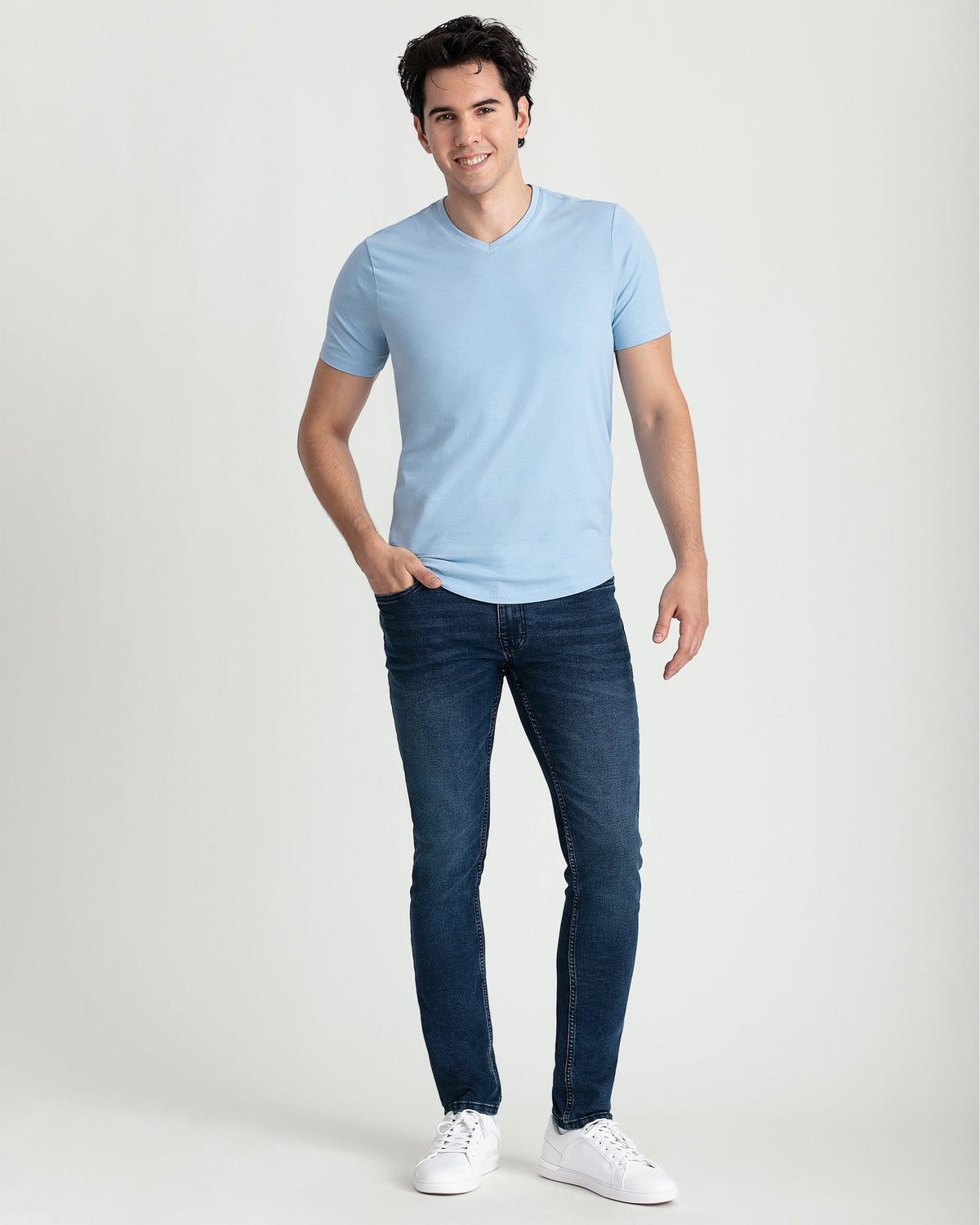 Organic V-Neck T-Shirt (Slim Fit) / Light Blue