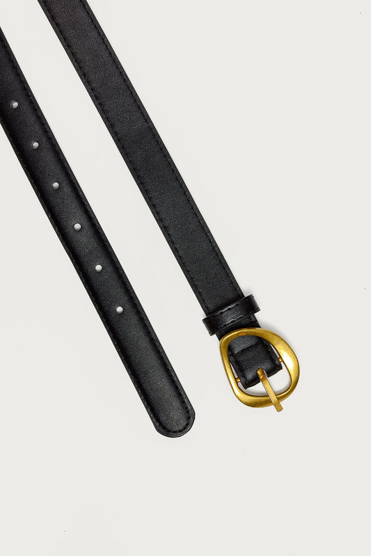 Abstract Buckle Faux Leather Belt