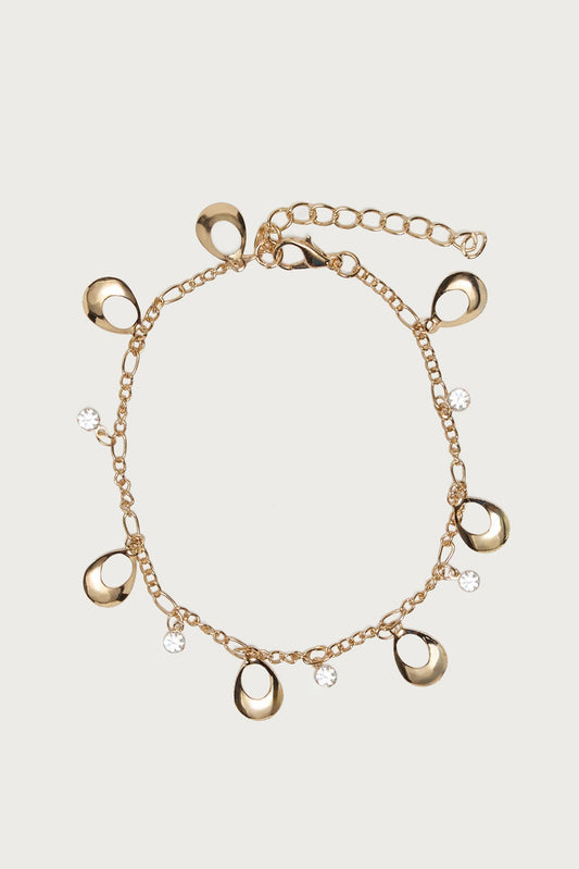 Abstract Oval Charm Anklet