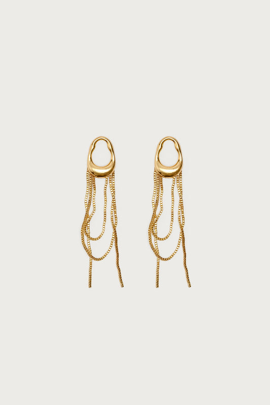 Abstract Dangling Chain Stud Earrings