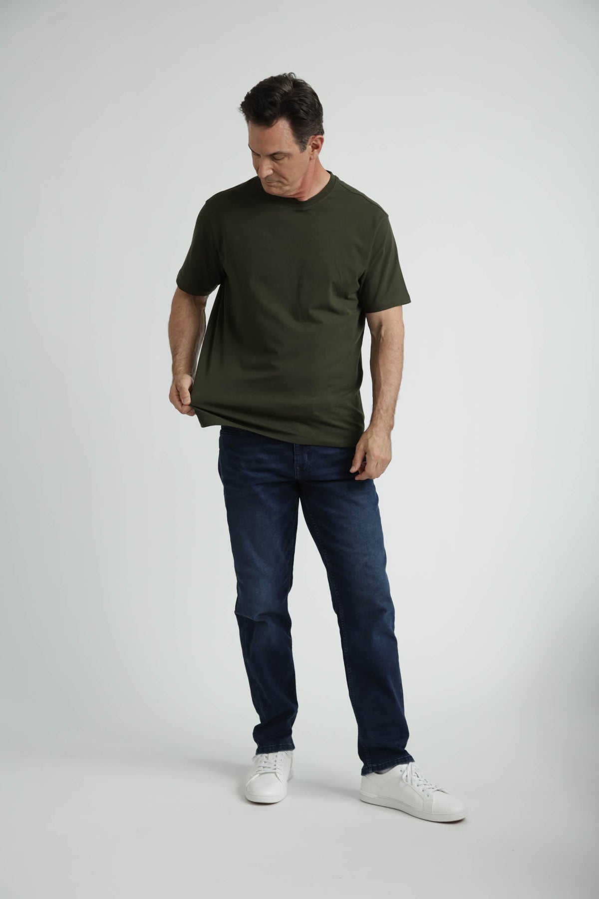 Organic Crew Neck T-Shirt 6 Pack (Relaxed Fit)/ Olive