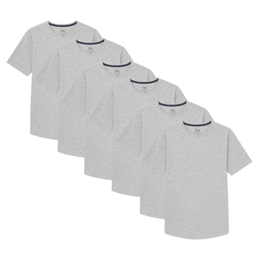 Organic Crew Neck T-Shirt 6 Pack (Slim Fit) / Heather Grey