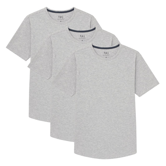 Organic Crew Neck T-Shirt 3 Pack (Slim Fit) / Heather Grey