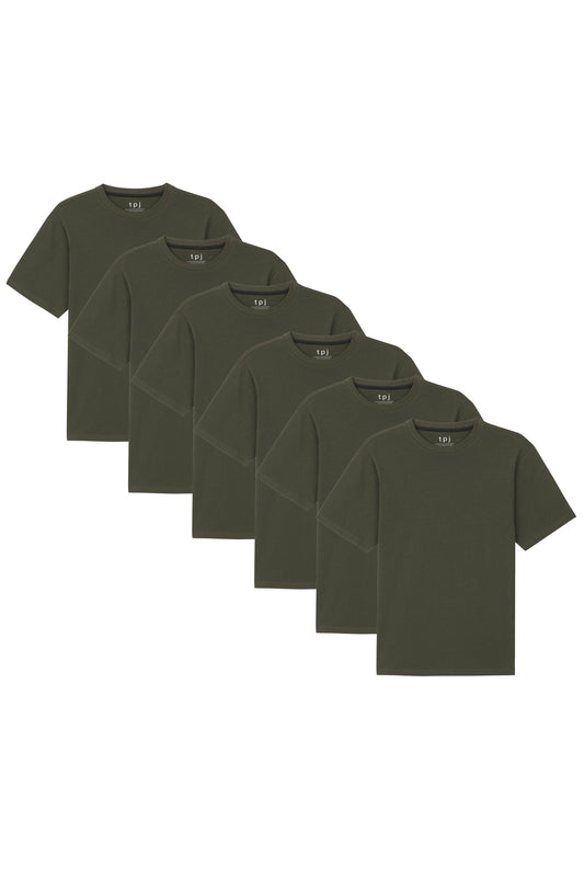 Organic Crew Neck T-Shirt 6 Pack (Relaxed Fit)/ Olive