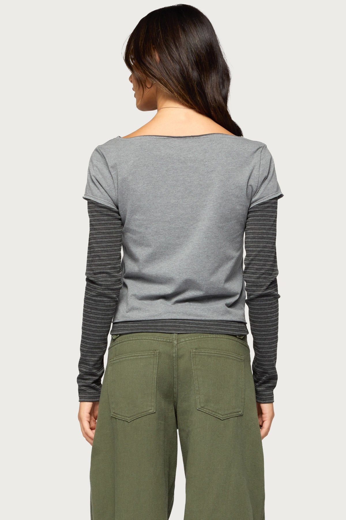 Layered Stripey Long Sleeve T Shirt