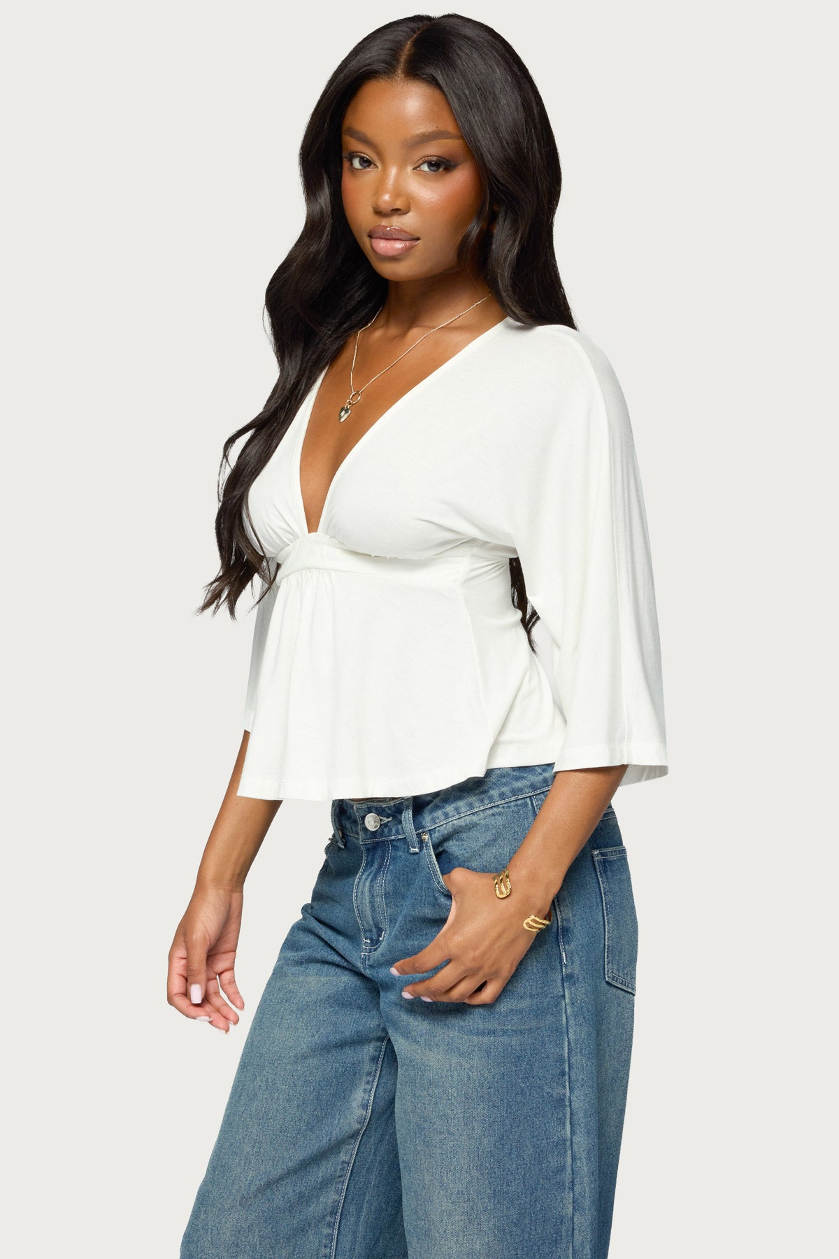 Kleoh V Neck Babydoll Top