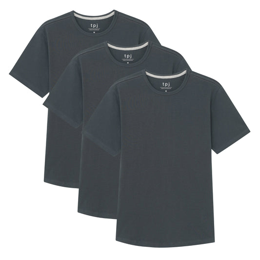 Organic Crew Neck T-Shirt 3 Pack (Slim Fit) / Slate