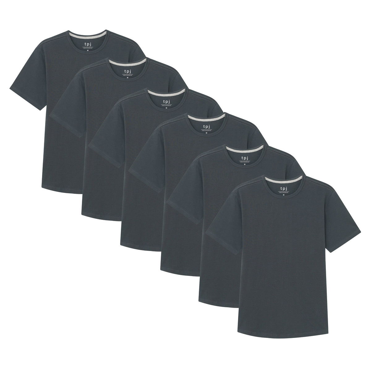 Organic Crew Neck T-Shirt 6 Pack (Slim Fit) / Slate