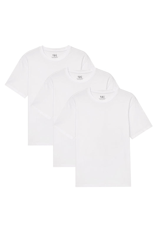 Organic Crew Neck T-Shirt 3 Pack (Relaxed Fit) / White